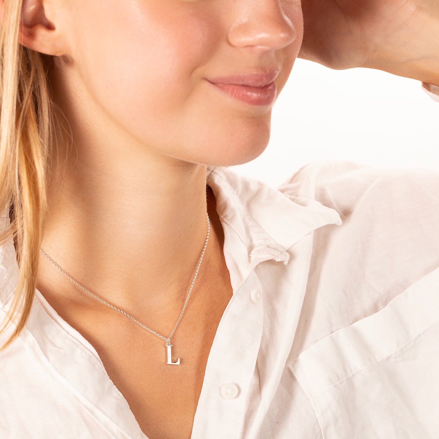 L Initial Letter Necklace - Silver