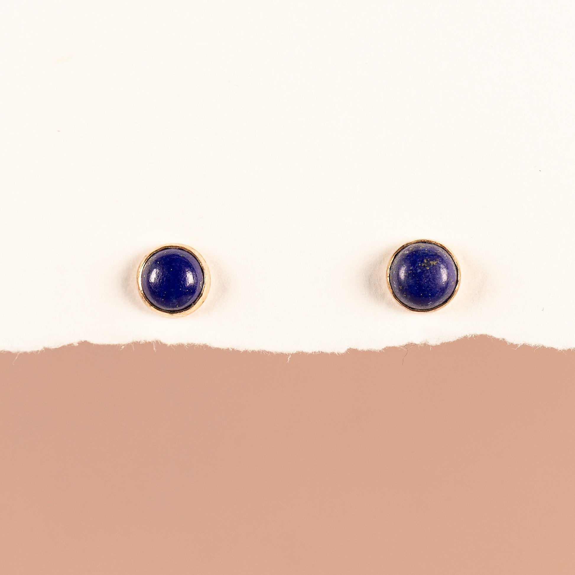 September Birthstone Stud Earrings - Lapis Lazuli - Silver & Gold