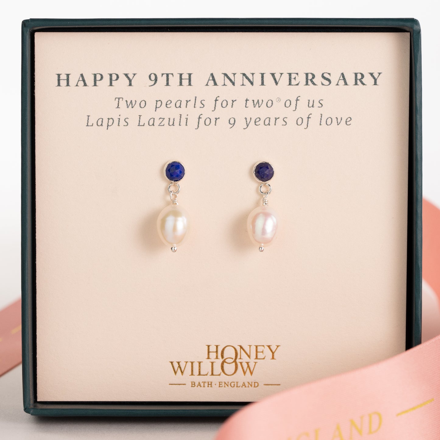 9th Anniversary Gift - Lapis Lazuli Anniversary Earrings - Silver & Gold