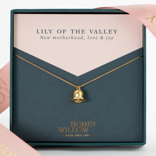 Gift for New Mum - Lily of the Valley Flower Necklace - Gold Vermeil