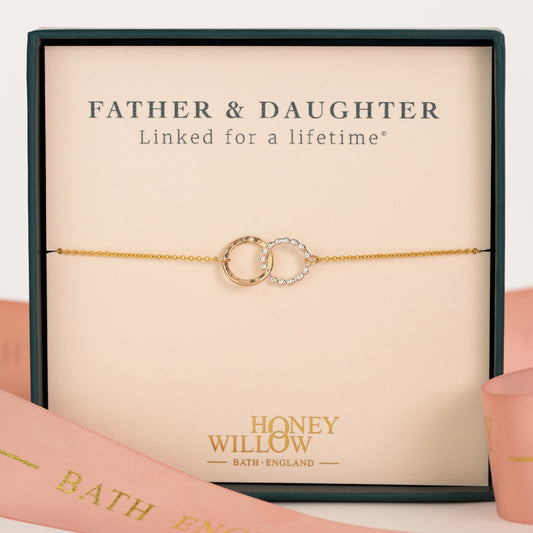 Gift for Daughter from Dad - Love Link Bracelet - Silver & Gold
