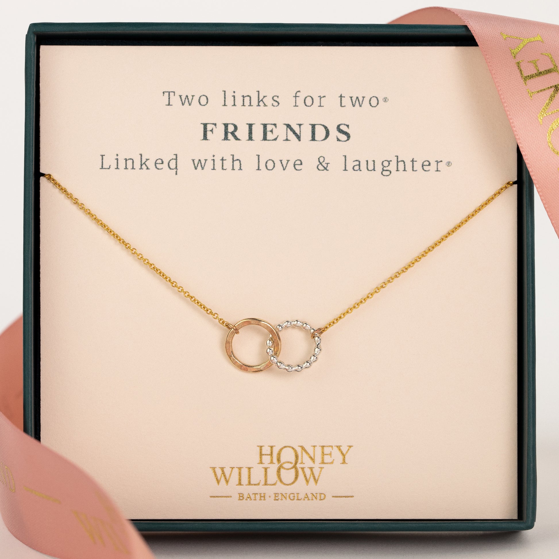 Gift for Friend - Love Link Necklace - Silver & Gold