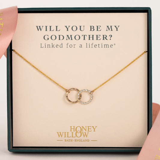 Will You Be My Godmother Gift - Love Link Necklace - Silver & Gold