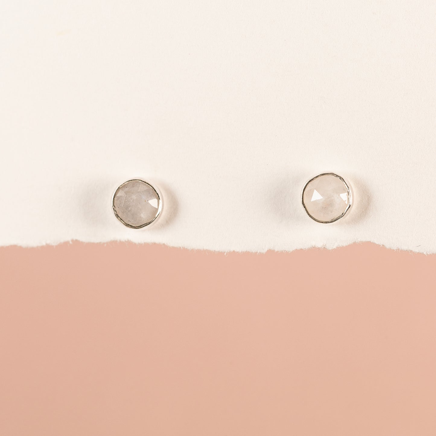 Moonstone Stud Earrings - Luck - Silver & Gold