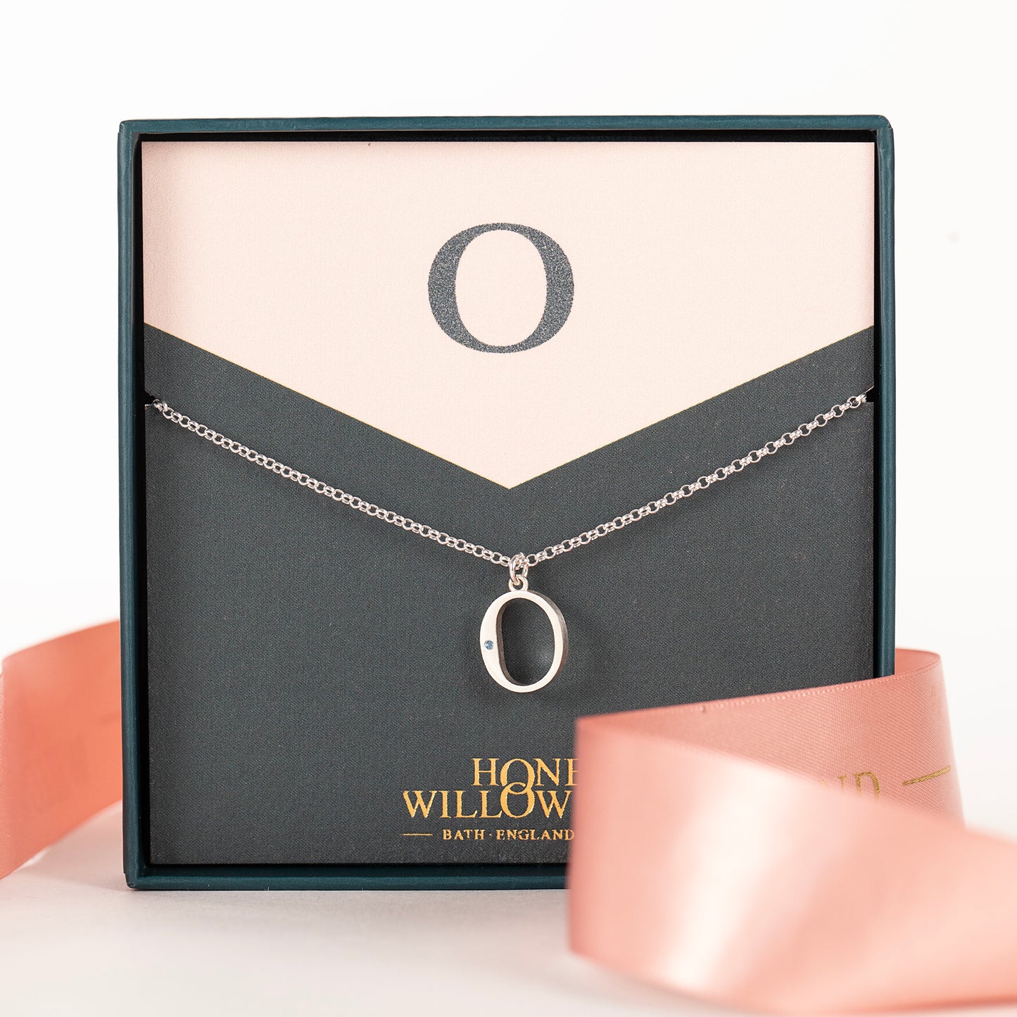 Initial Letter & Birthstone Necklace - Silver