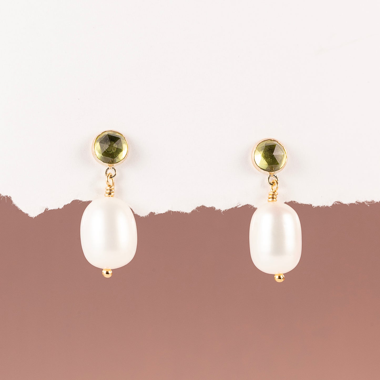 August Birthstone Earrings - Peridot - Silver & Gold