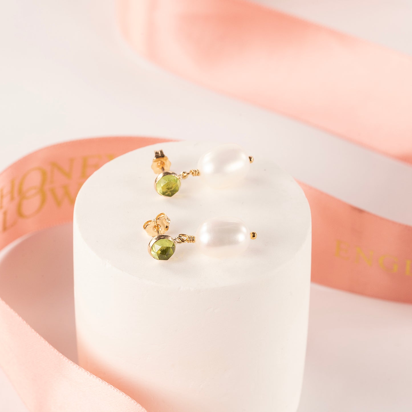 August Birthstone Earrings - Peridot - Silver & Gold