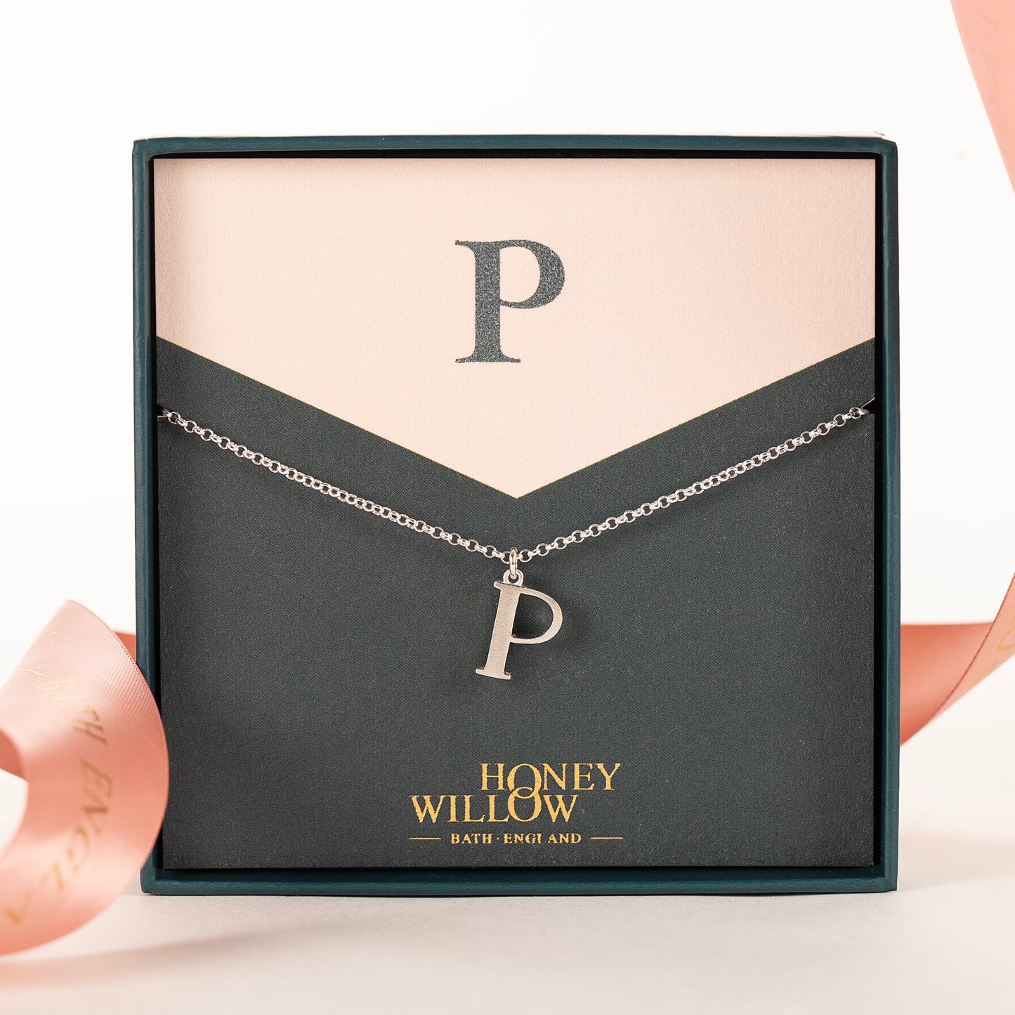 P Initial Charm Necklace - Silver