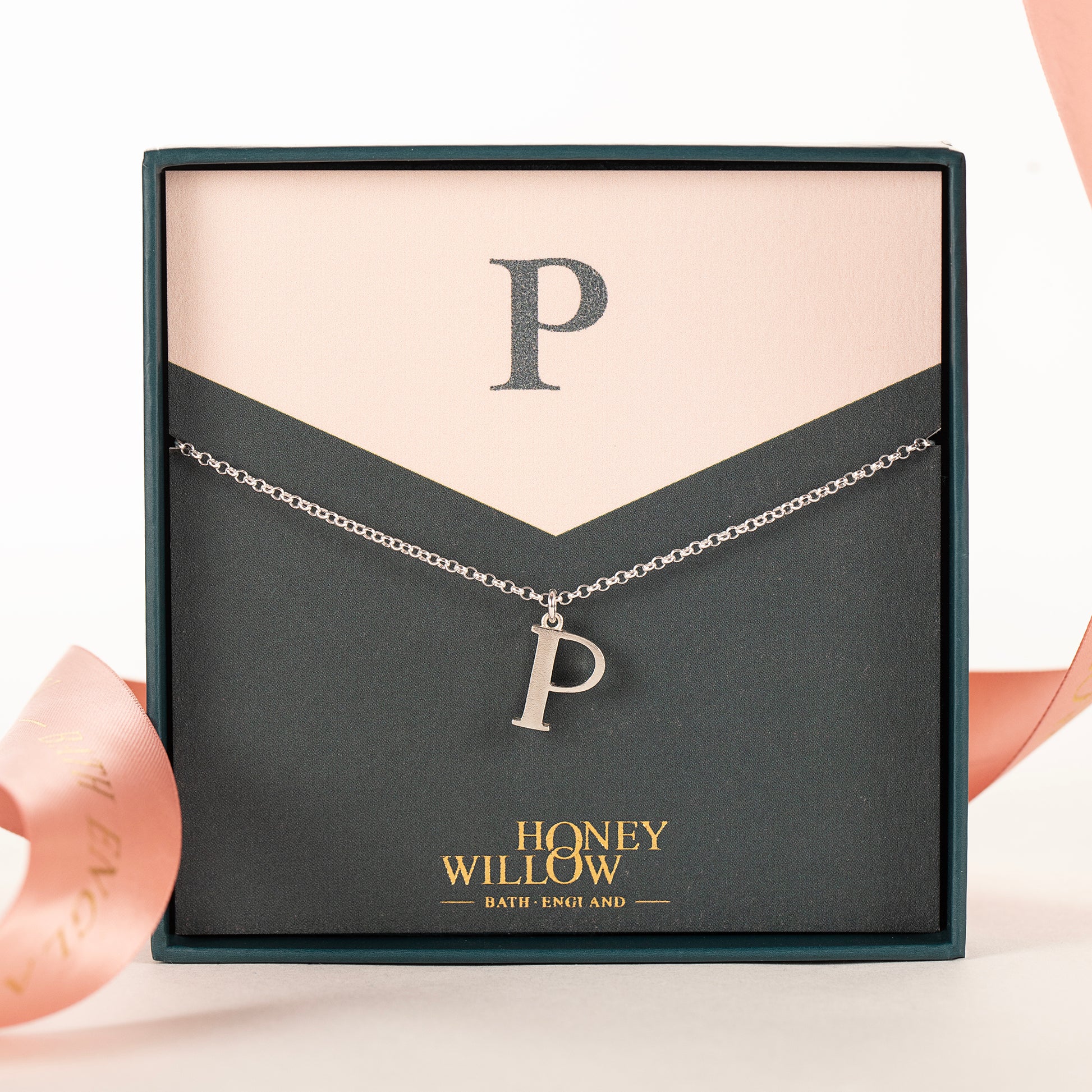P Initial Charm Necklace - Silver