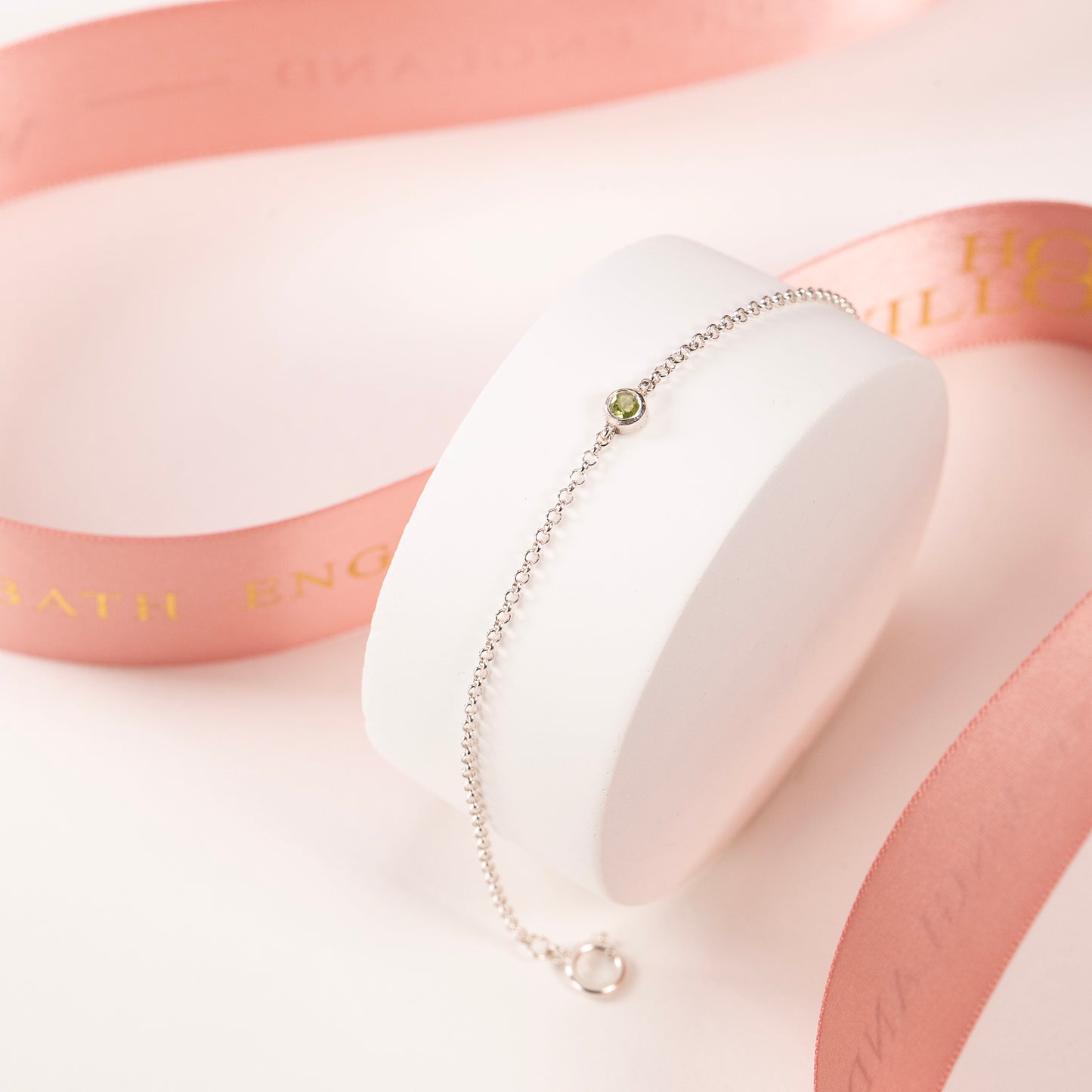 Single Peridot Solitaire Bracelet -  Friendship - Silver