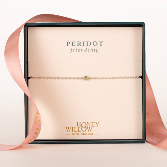 Single Peridot Solitaire Bracelet -  Friendship - Silver