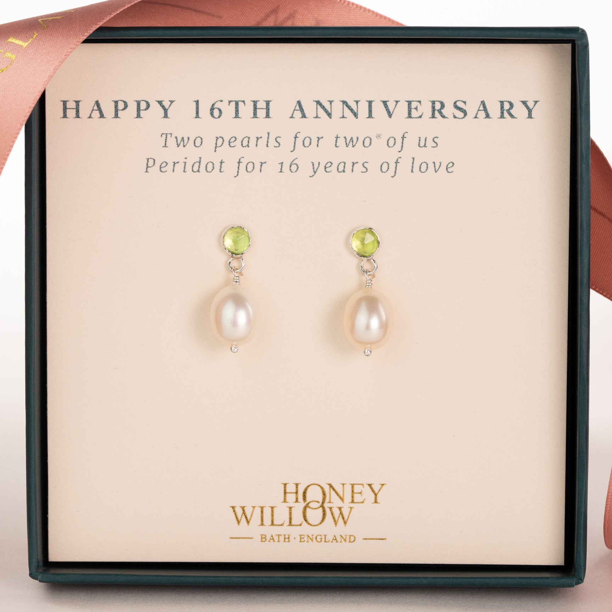 16th Anniversary Gift - Peridot Anniversary Earrings - Silver & Gold