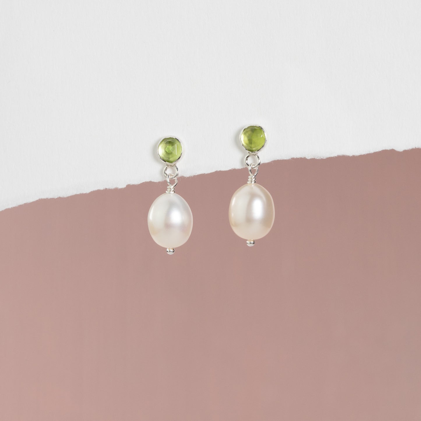 16th Anniversary Gift - Peridot Anniversary Earrings - Silver & Gold