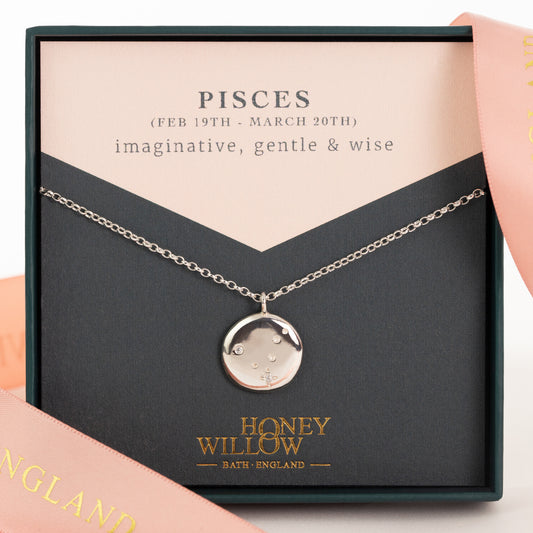 Pisces Constellation Necklace - Diamonds & Silver