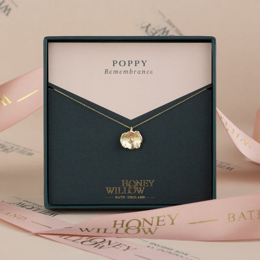 Gold poppy necklace