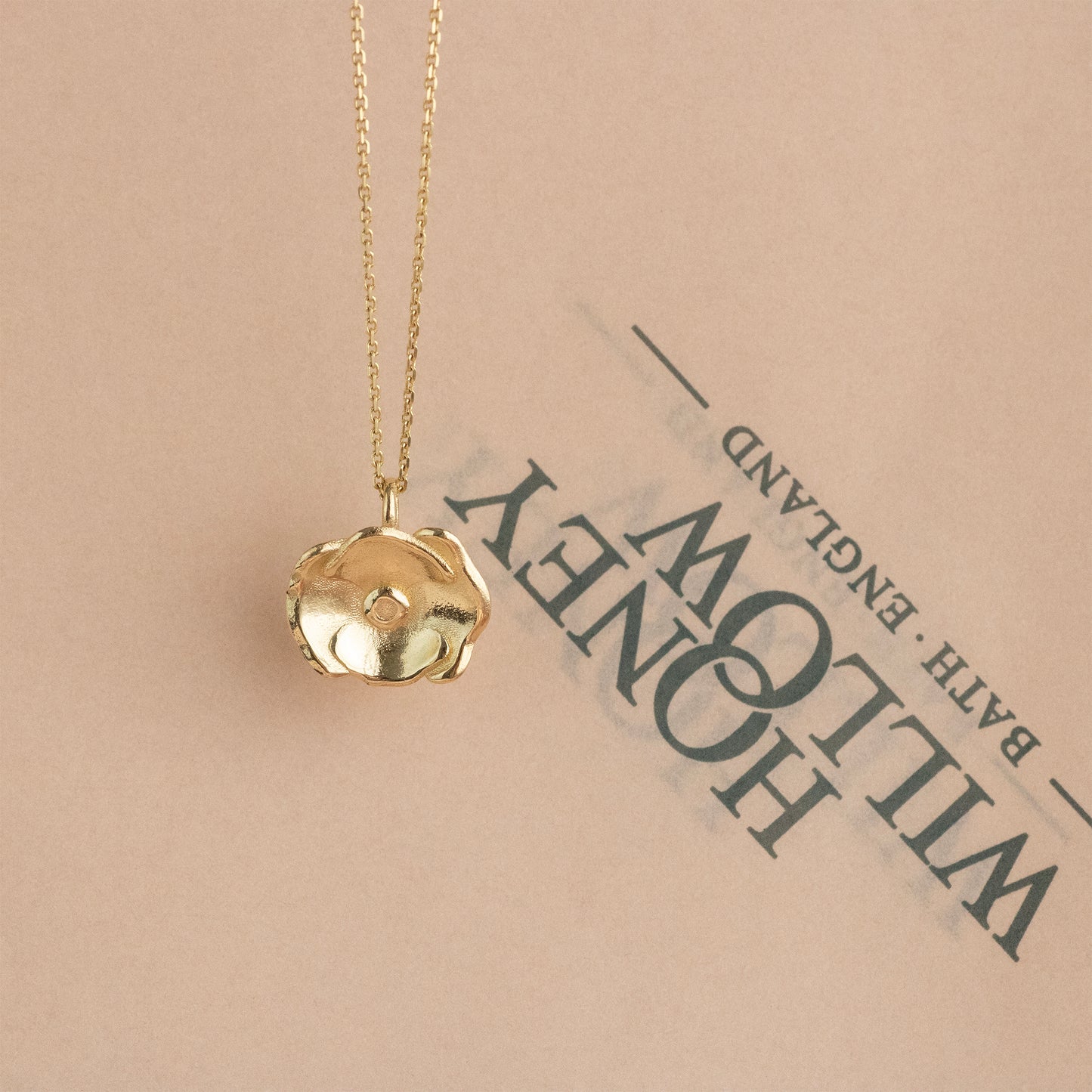 9th Anniversary Gift - Poppy Flower Necklace - 9kt Gold
