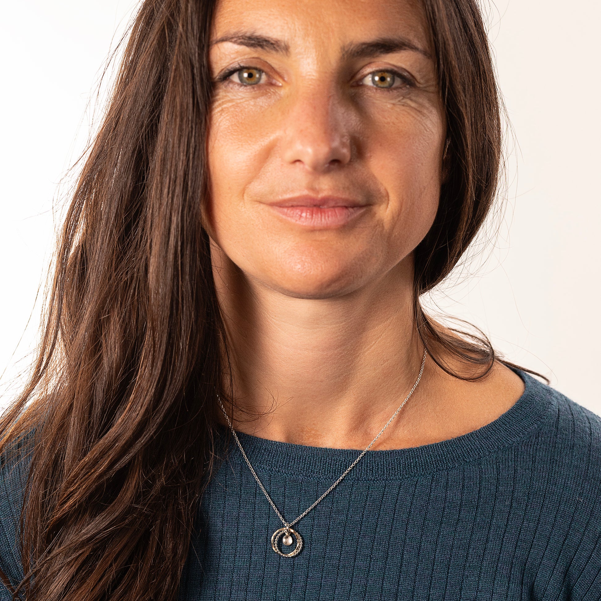 April Birthstone Double Link Necklace - Rock Crystal - Silver & Gold