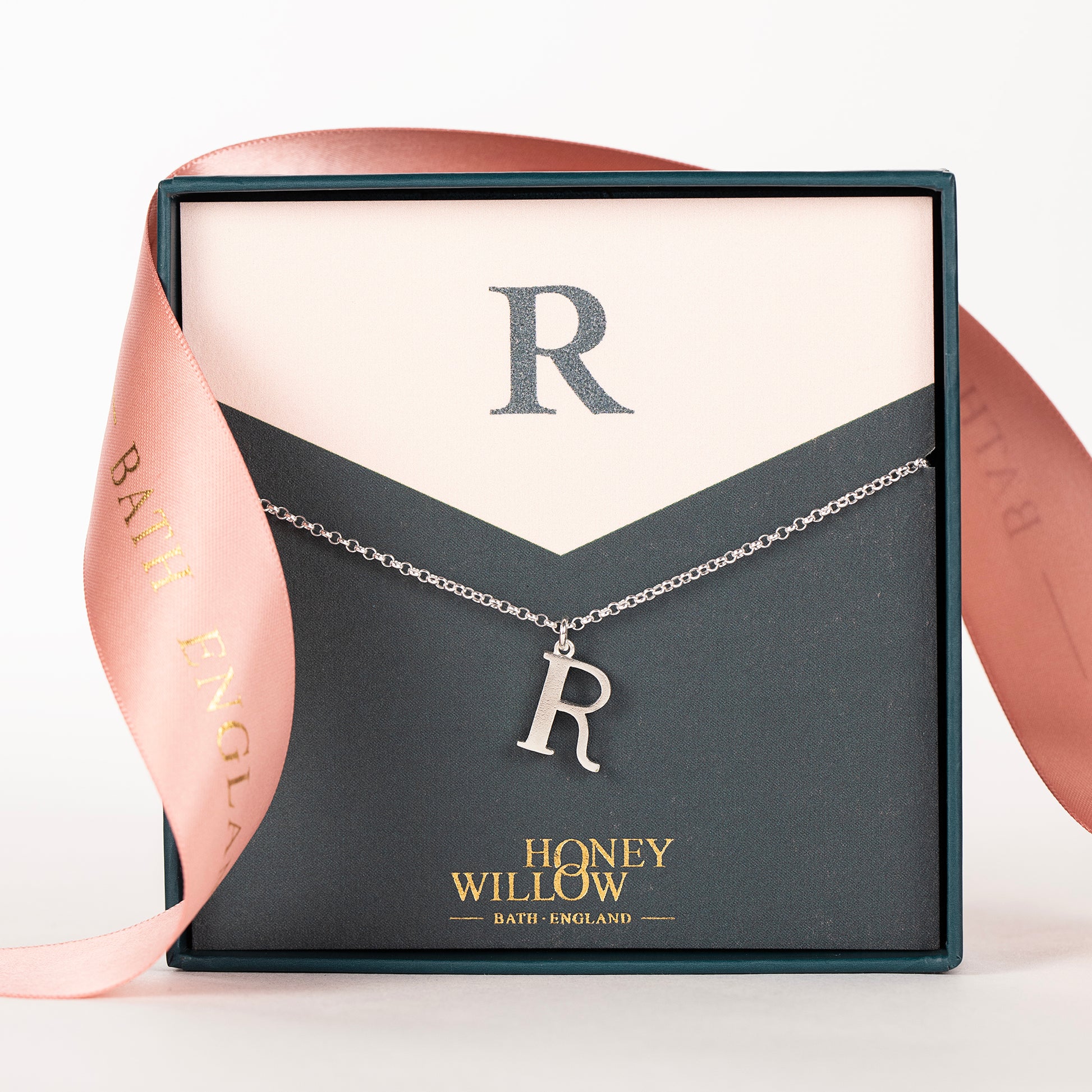 R Initial Charm Necklace - Silver
