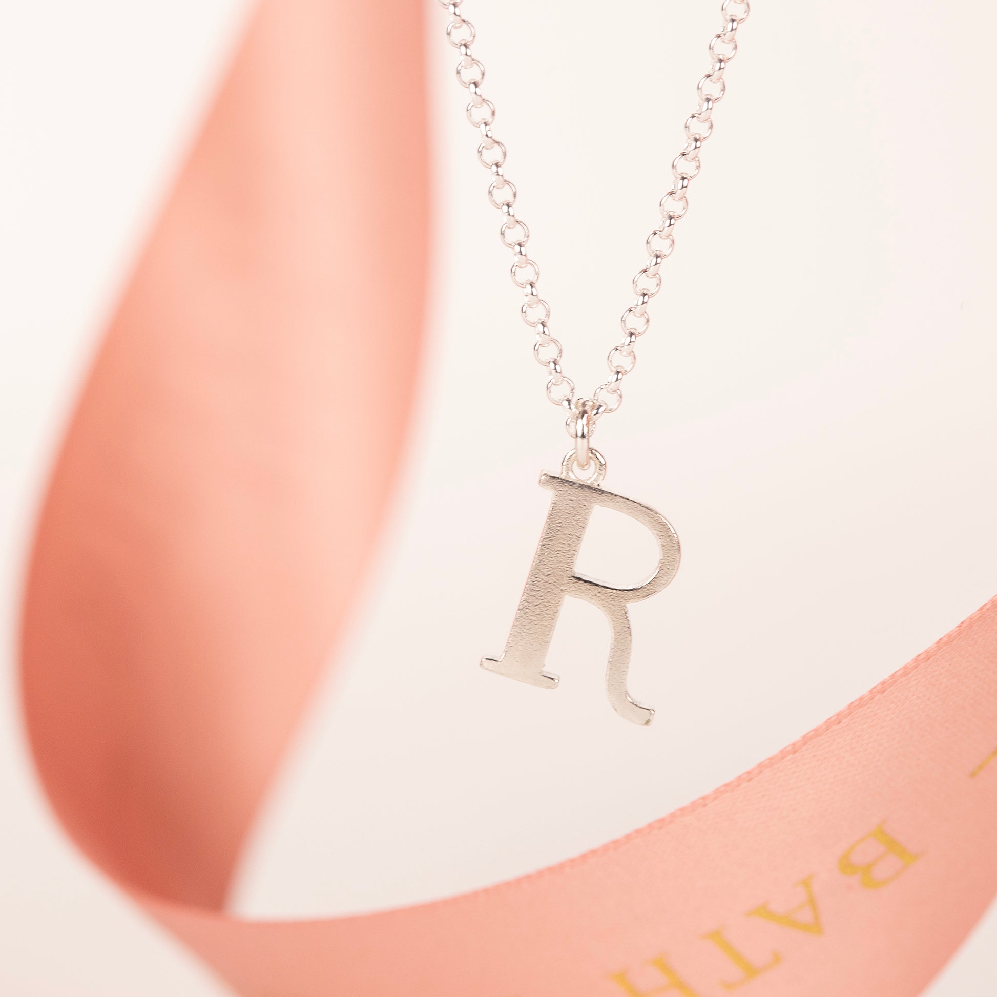 R Initial Charm Necklace - Silver