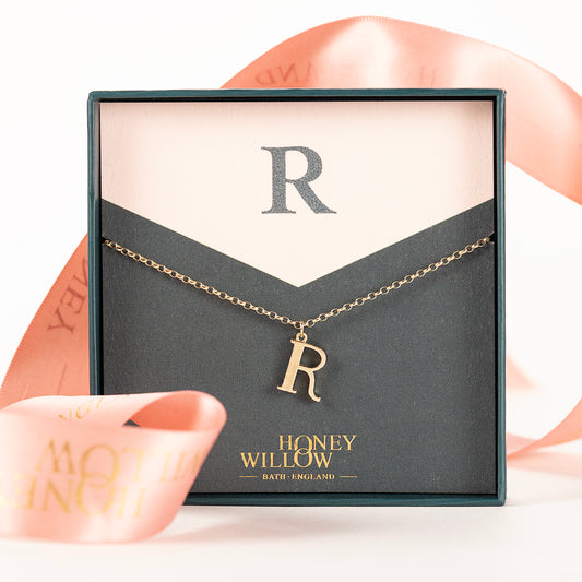 R Initial Letter Necklace - 9kt Gold
