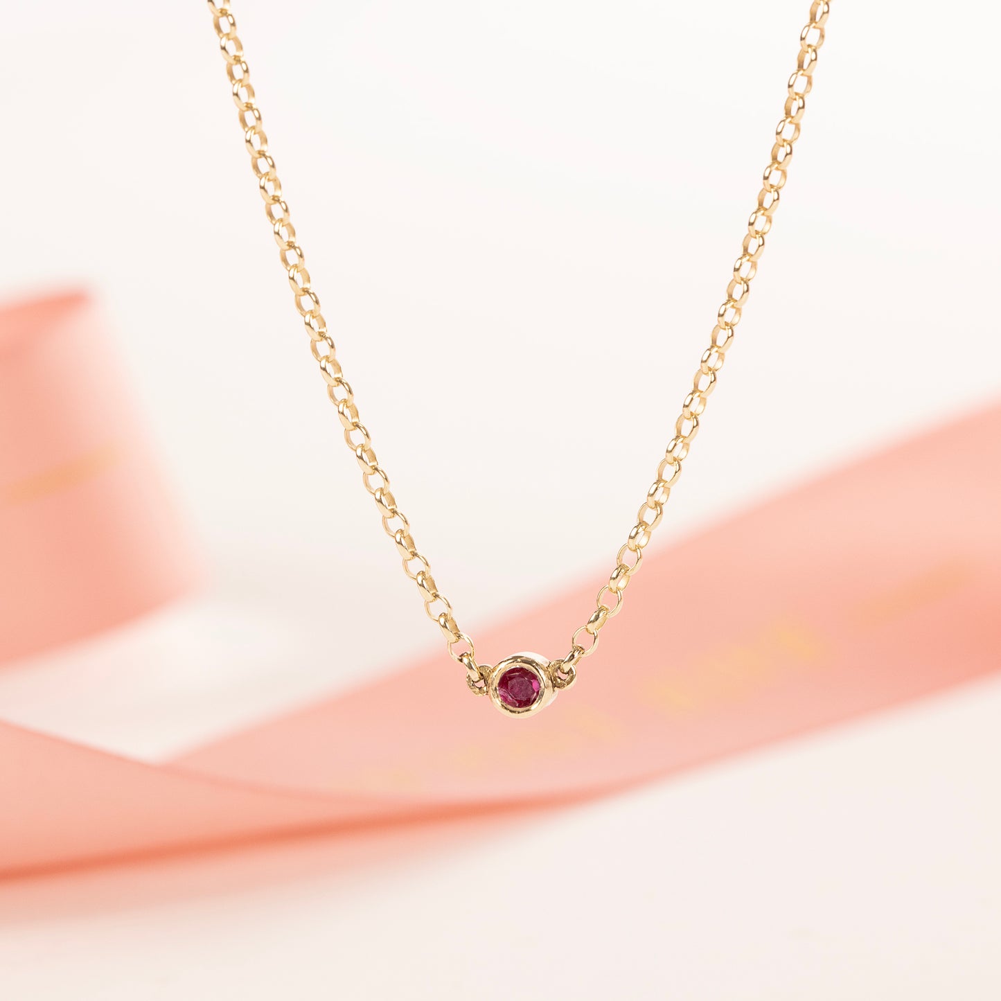 40th Anniversary Necklace - Single Ruby Solitaire - 9kt Gold