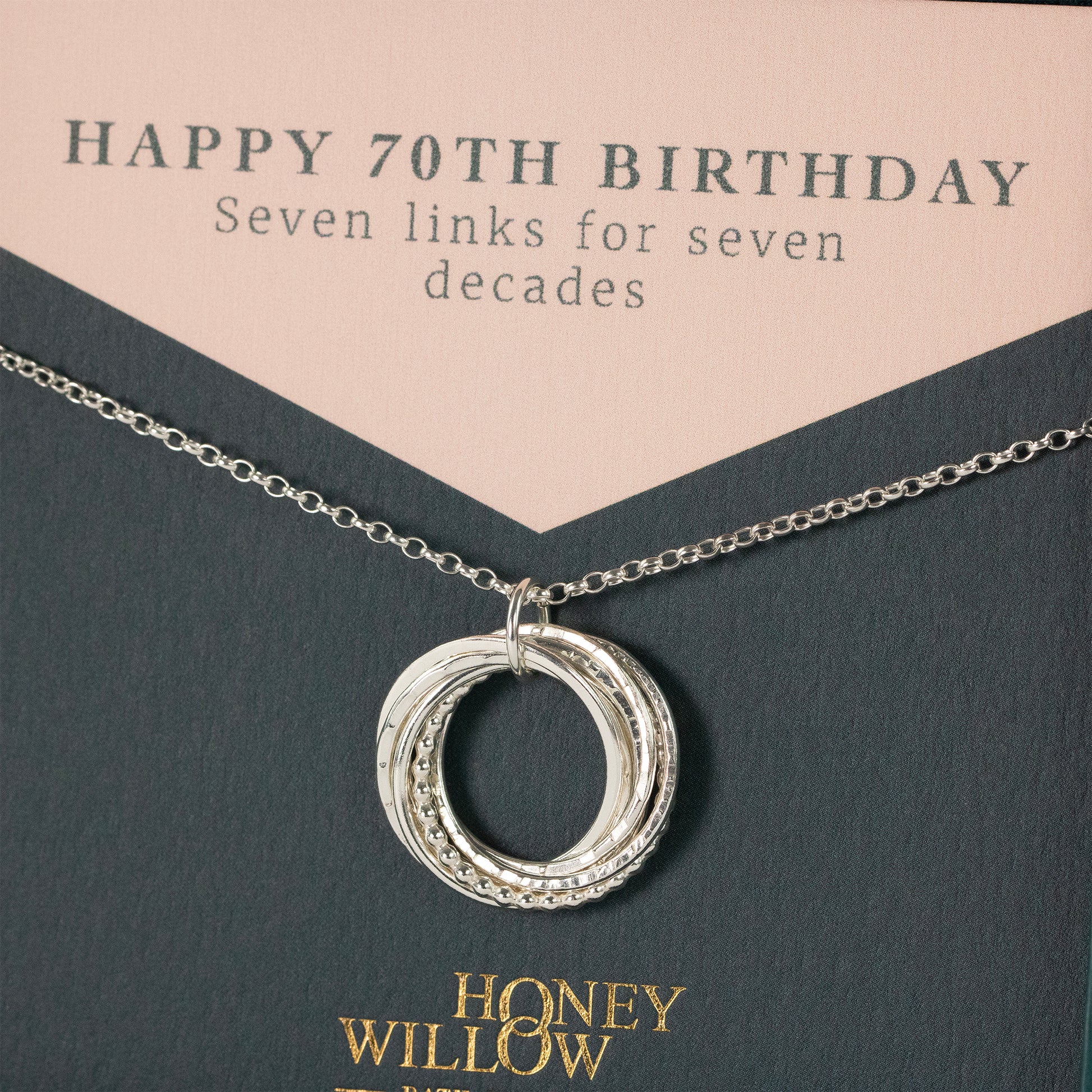 70th Birthday Necklace - The Original 7 Links for 7 Decades Necklace - Silver