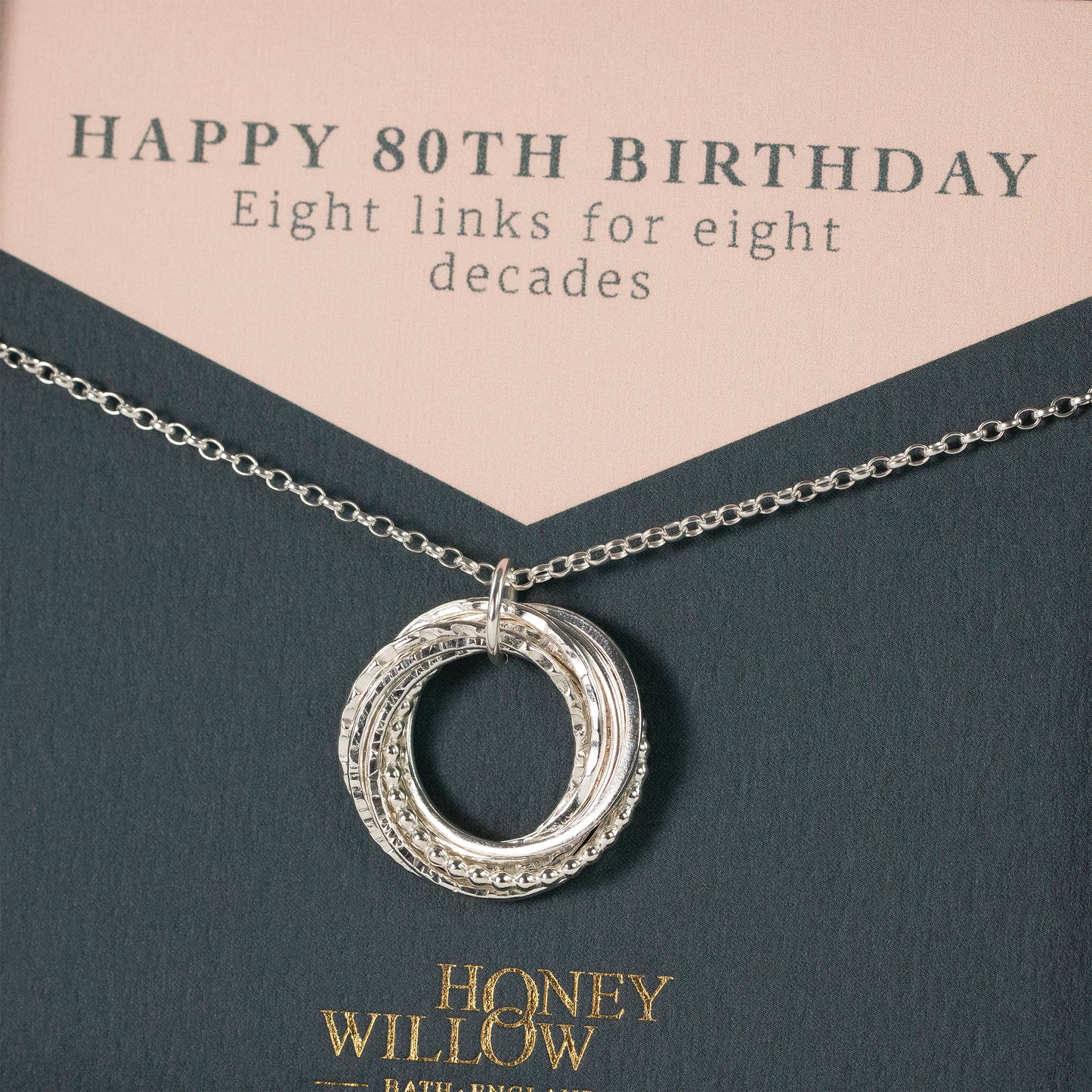 80th Birthday Necklace - The Original 8 Links for 8 Decades Necklace - Silver