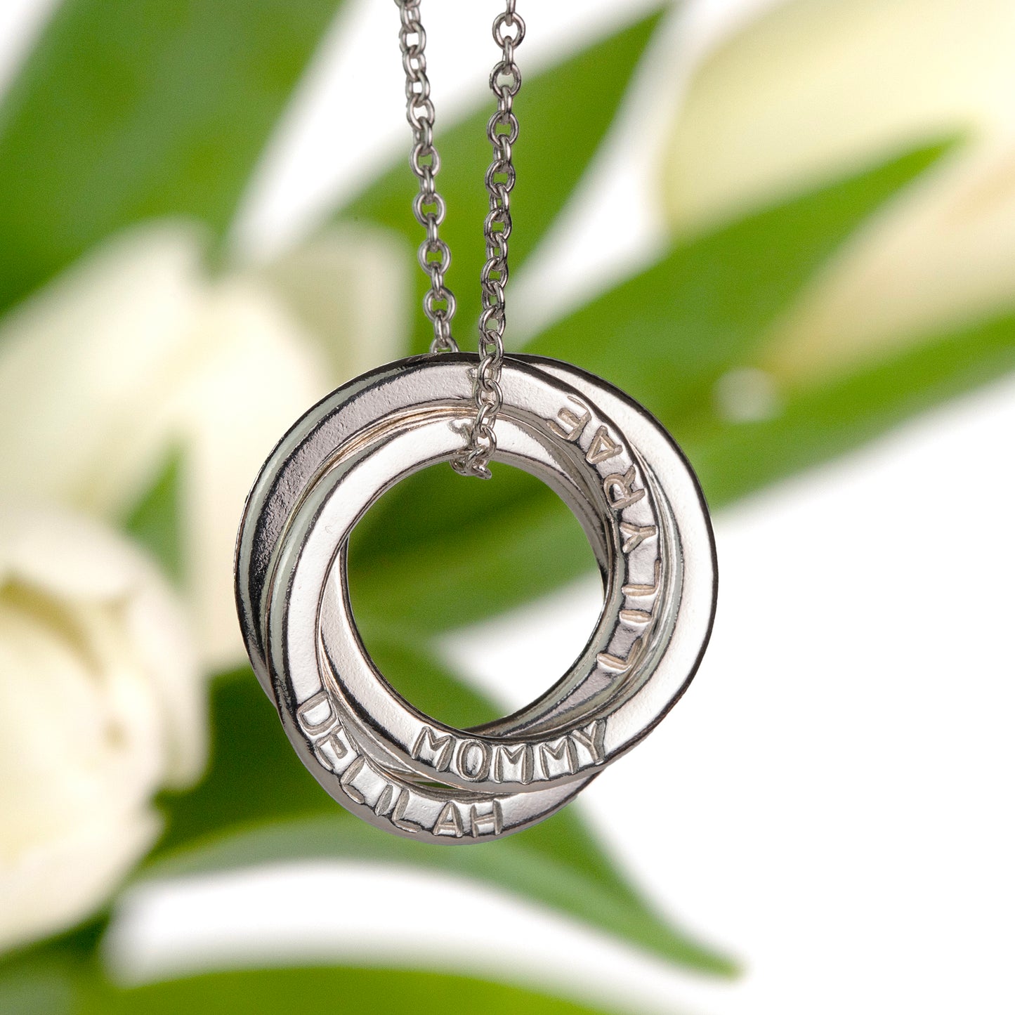 Personalised Family Name Necklace - 3 Links for 3 Loved Ones - Petite Silver