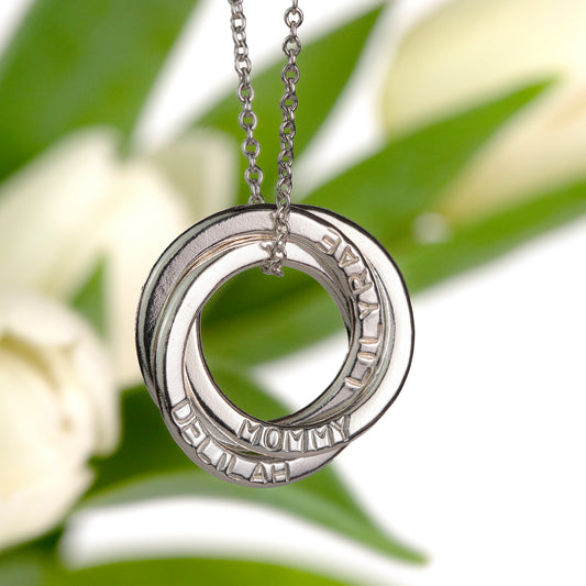 Personalised Family Name Necklace - 3 Links for 3 Loved Ones - Petite Silver
