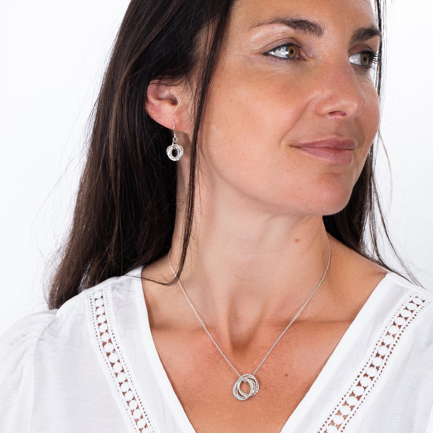Personalised 4th Anniversary Necklace - The Original 4 Rings for 4 Years Gift - Petite Silver