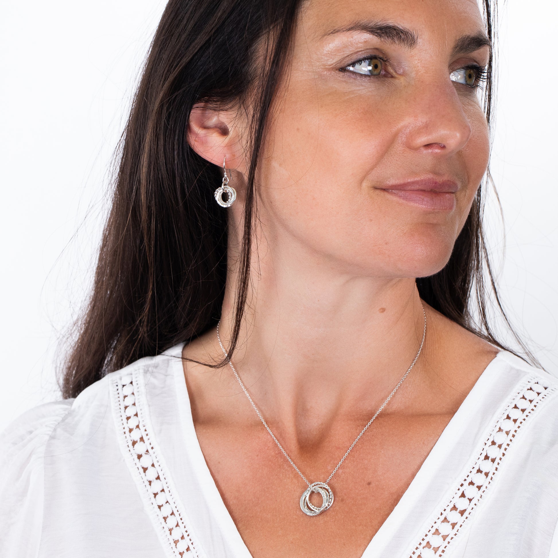 Personalised 4th Anniversary Necklace - The Original 4 Rings for 4 Years Gift - Petite Silver