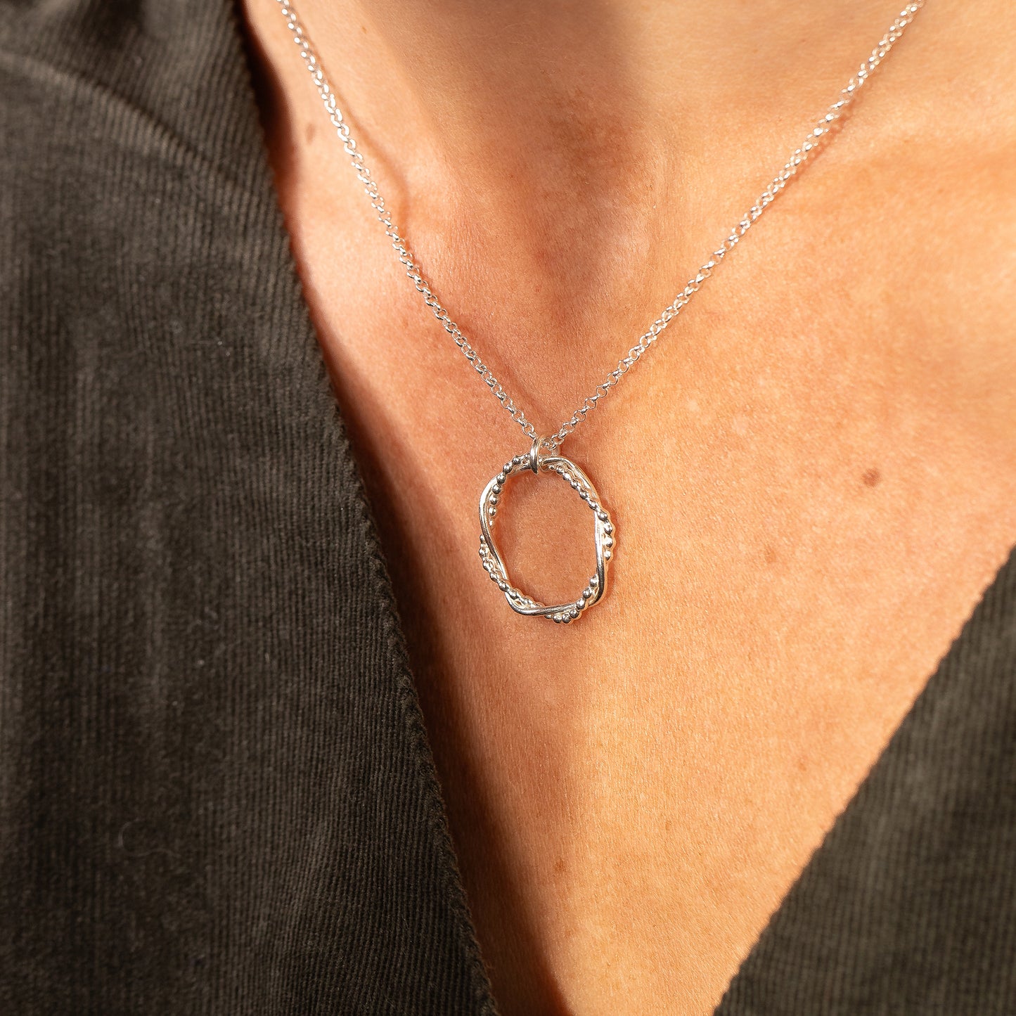 Gift for Mother from Son - Entwined Halo Necklace - Silver