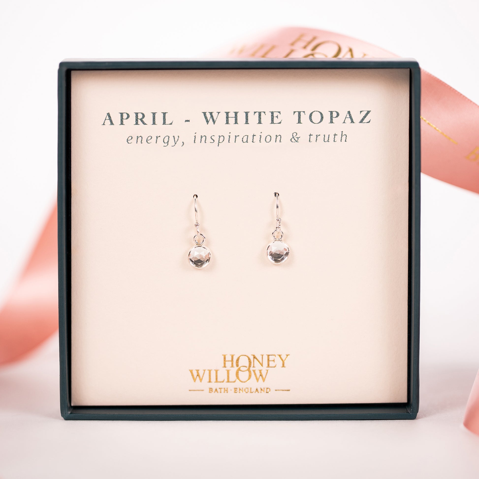 April Birthstone Drop Earrings - Silver & Gold