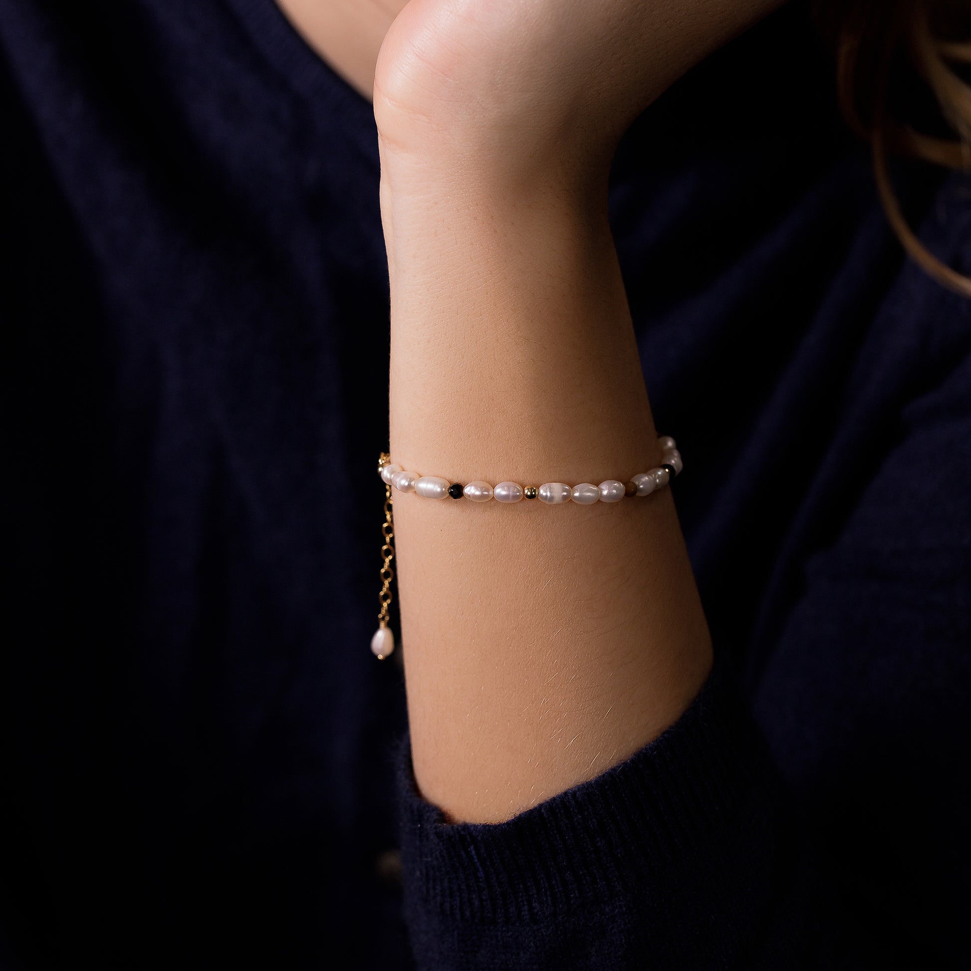 Tiger's Eye Seed Pearl Bracelet - Protection - Silver & Gold