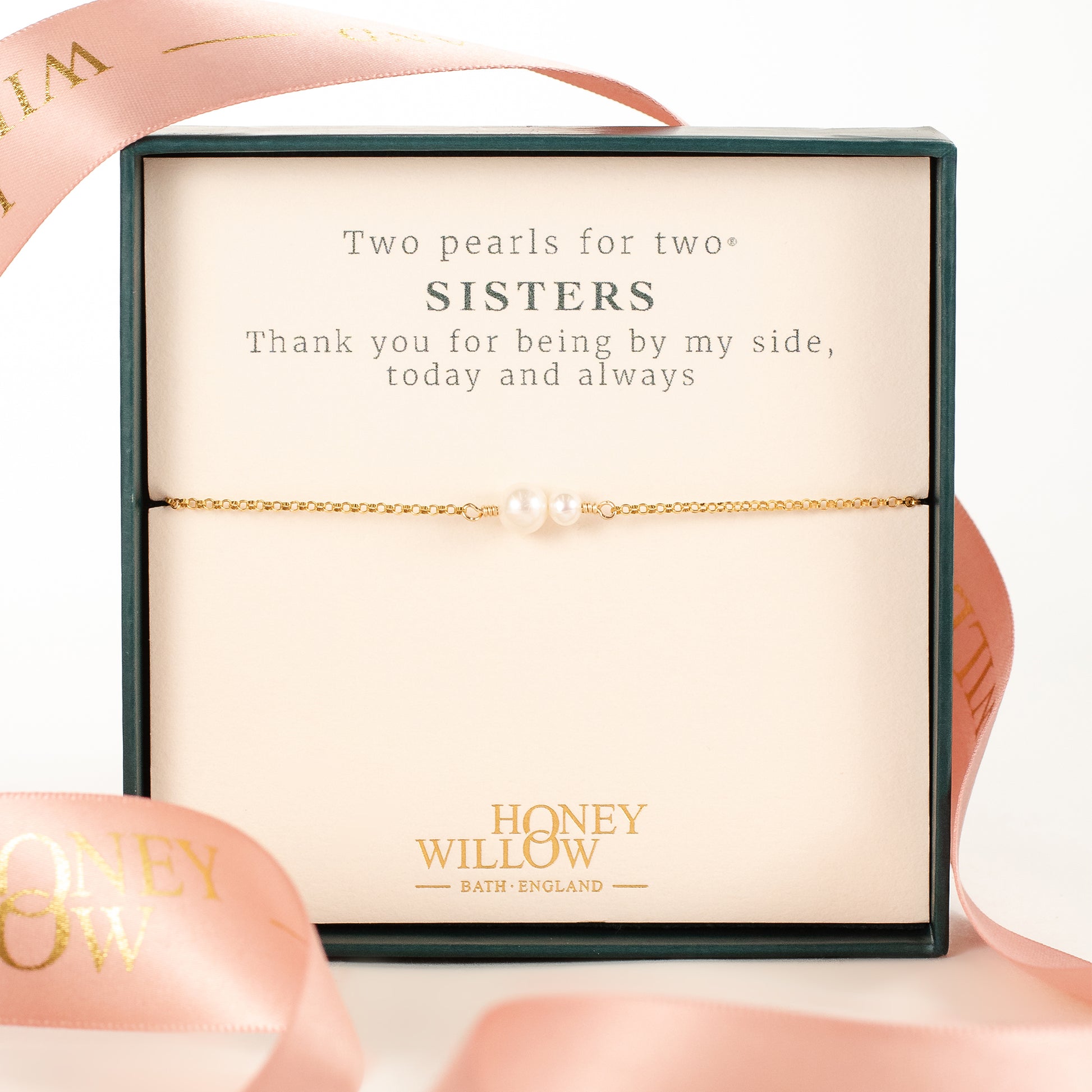 Wedding Day Gift for Sister - Double Pearl Bracelet - Silver & Gold