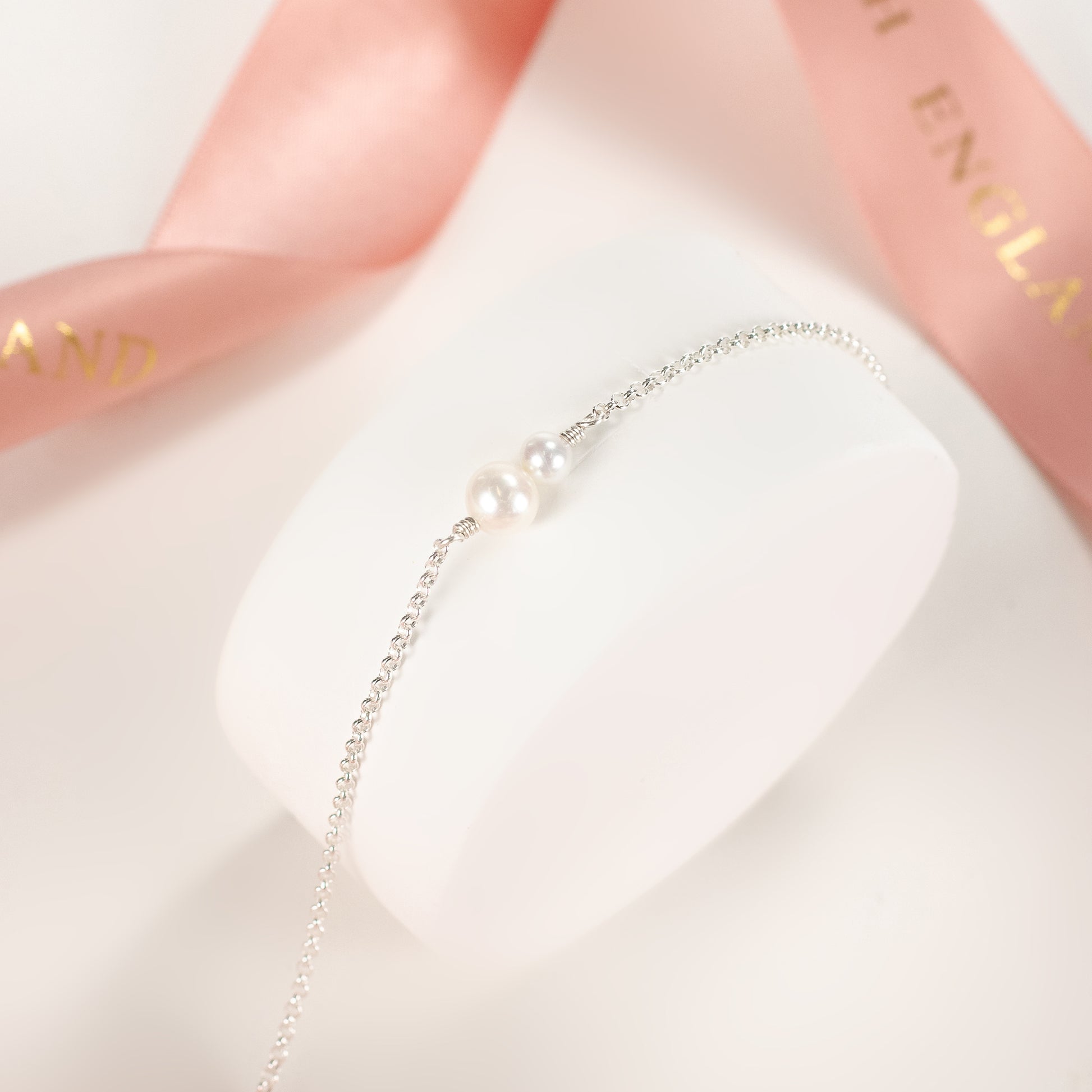 Gift for Niece from Aunt - Double Pearl Bracelet - Silver & Gold