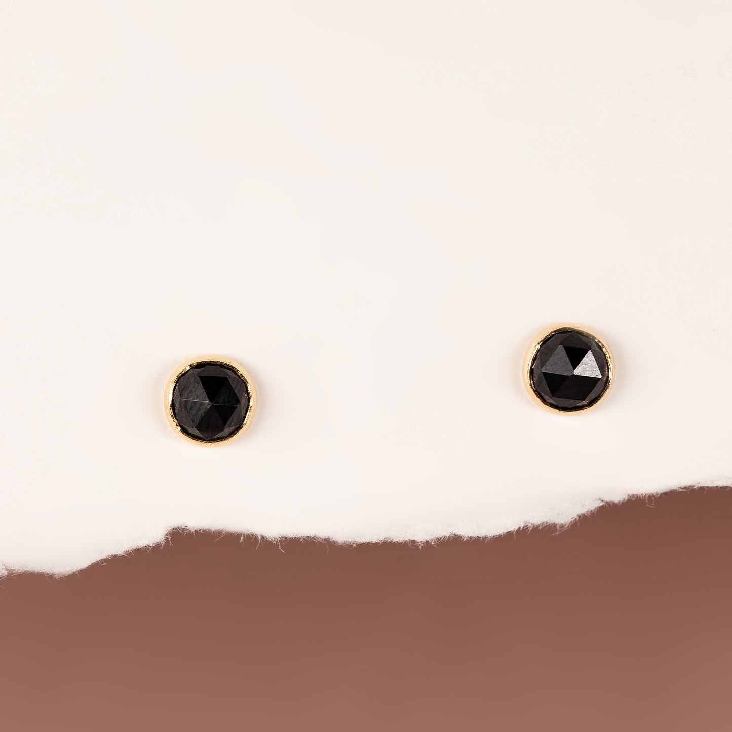 Black Spinel Stud Earrings - Empowerment - Silver & Gold
