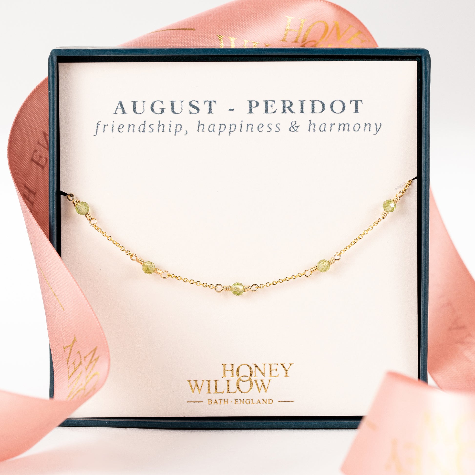 August Birthstone Satellite Necklace - Peridot - Silver & Gold