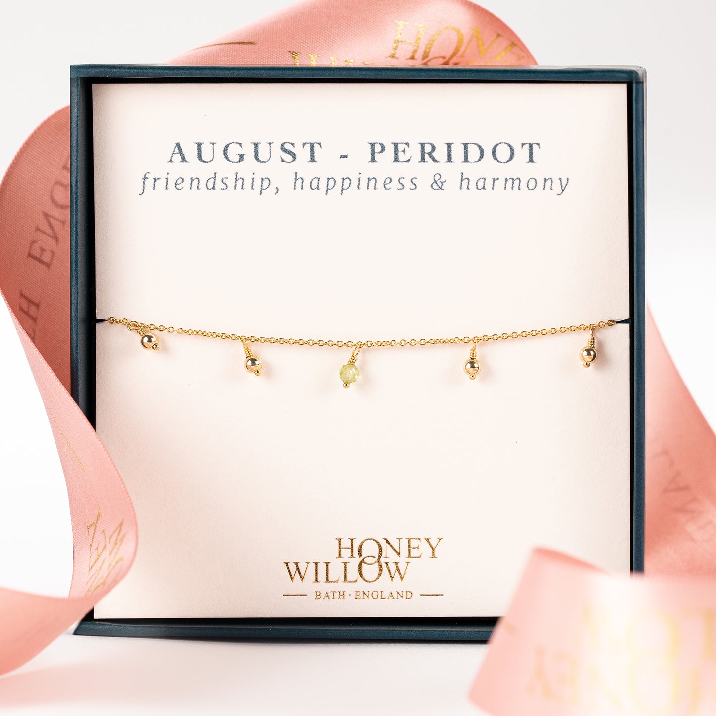 August Birthday Gift - Delicate Double Birthstone Bracelet - Peridot - Silver & Gold