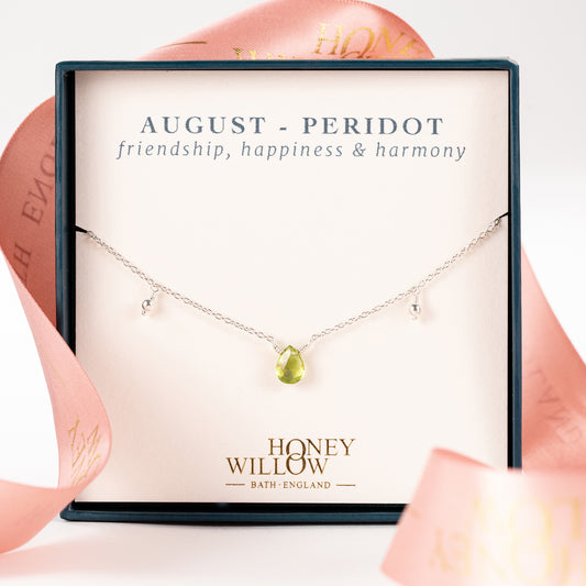 August Birthstone Briolette Choker Necklace - Peridot - Silver & Gold