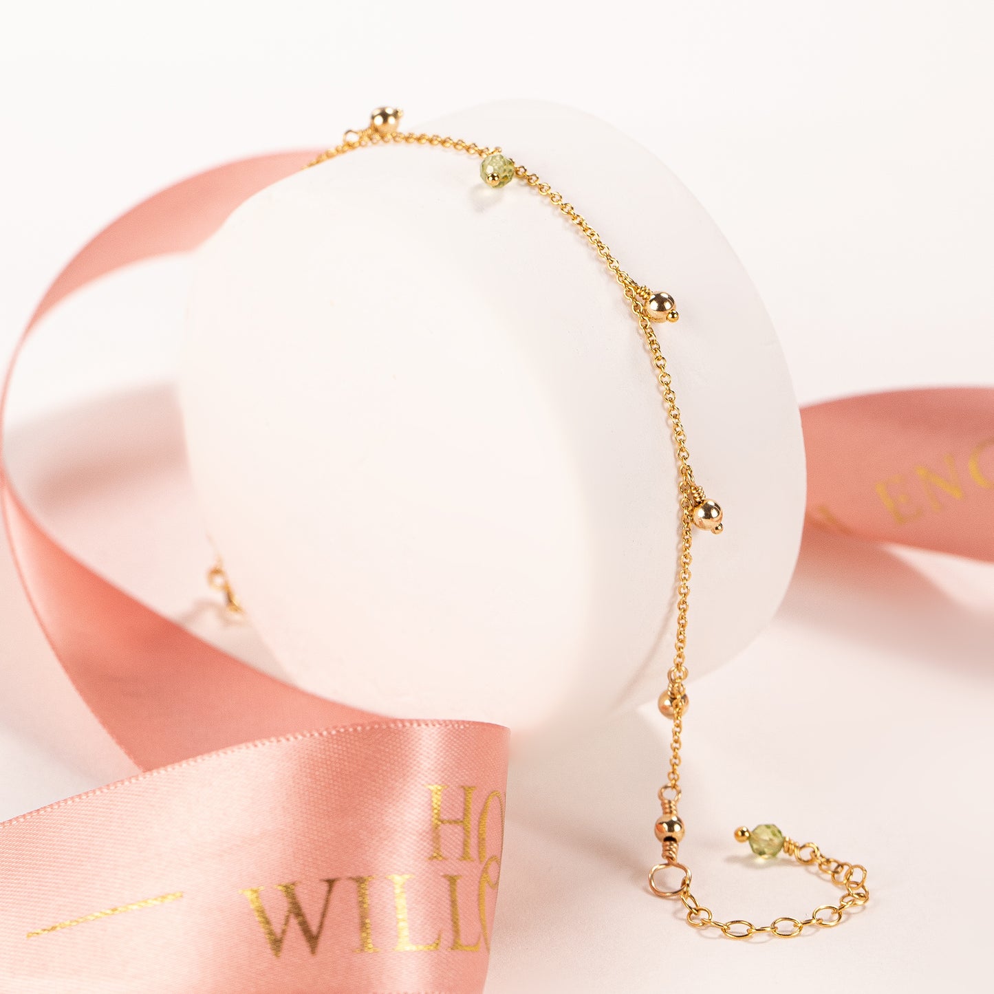 August Birthday Gift - Delicate Double Birthstone Bracelet - Peridot - Silver & Gold