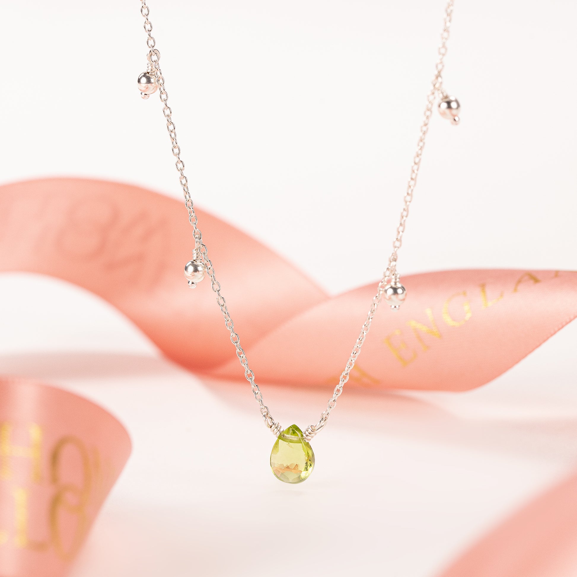 August Birthstone Briolette Choker Necklace Peridot Silver