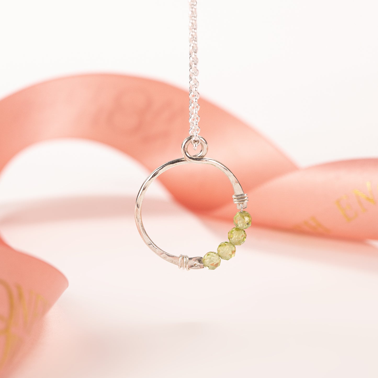 August Birthstone Infinity Necklace - Peridot - Silver & Gold
