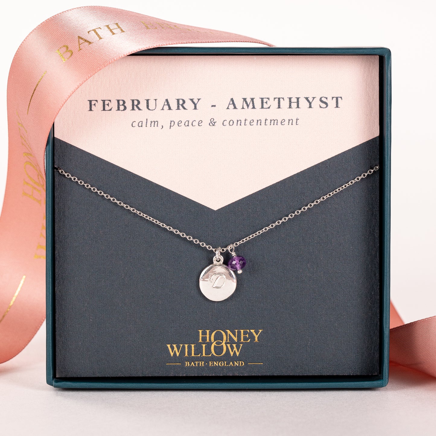 Personalised February Birthstone Necklace - Amethyst - Silver