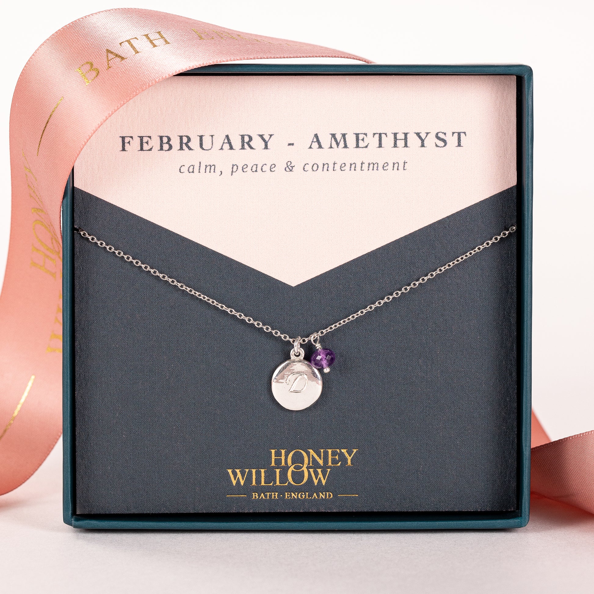 Personalised February Birthstone Necklace - Amethyst - Silver