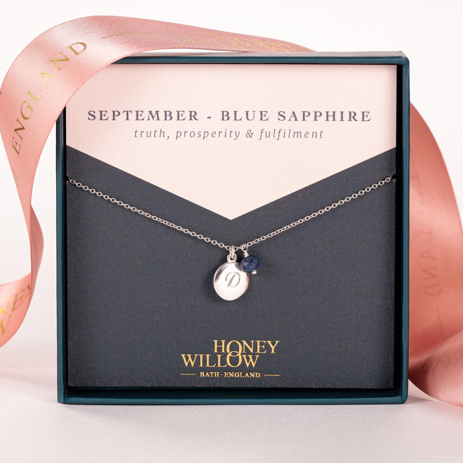 Personalised September Birthstone Necklace - Sapphire - Silver