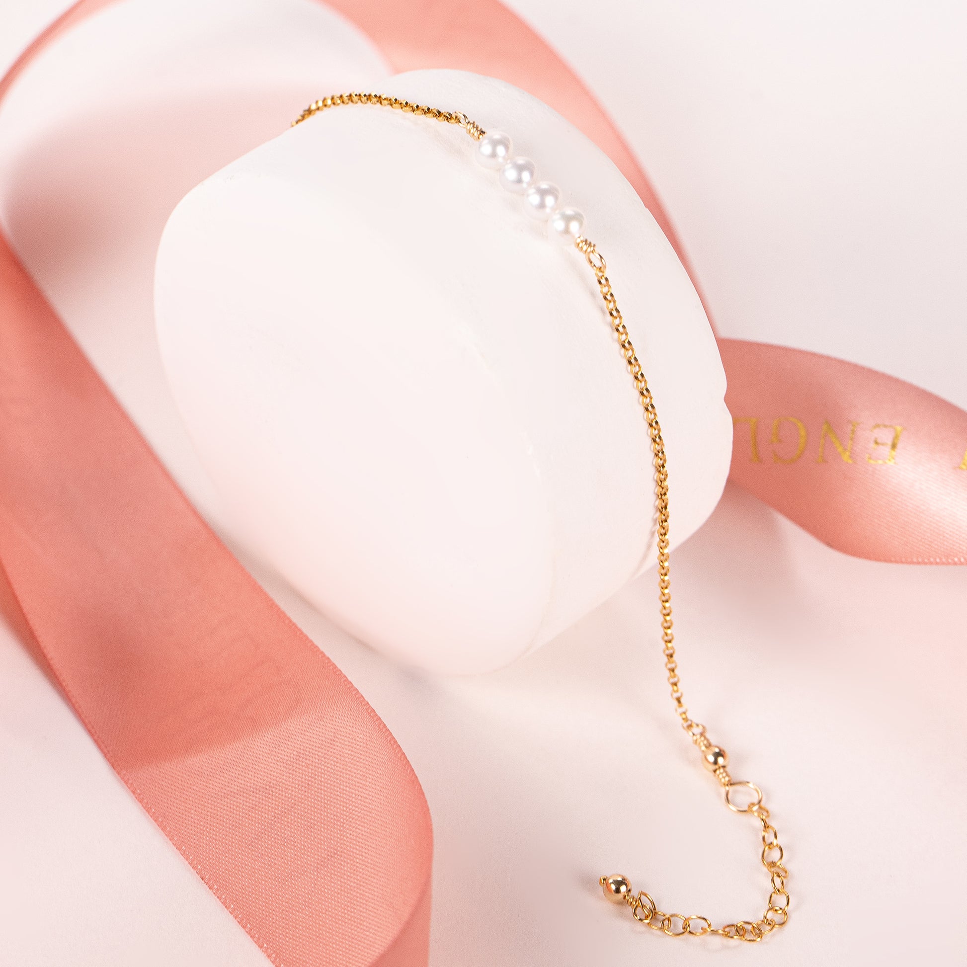 4th Anniversary Bracelet - 4 Pearls for 4 Years - Silver & Gold