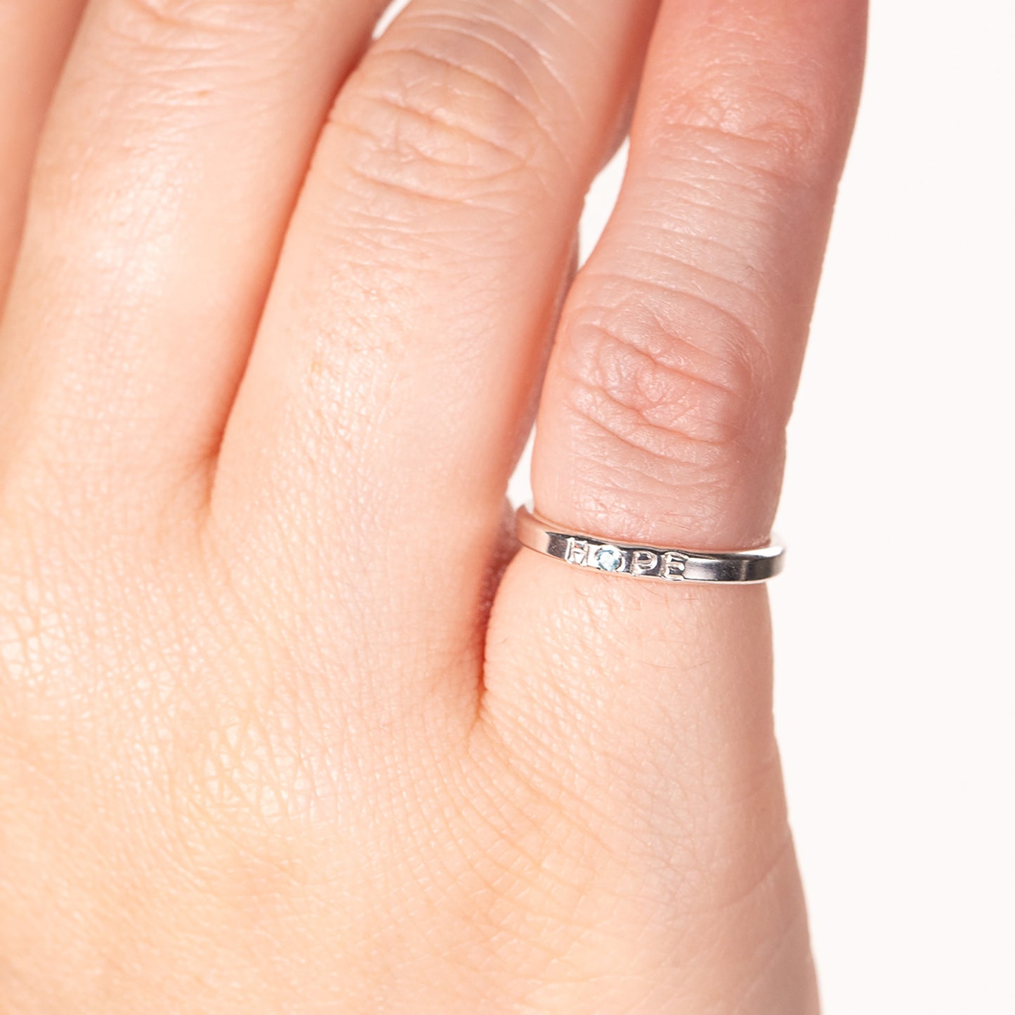 Silver HOPE Ring with Birthstone