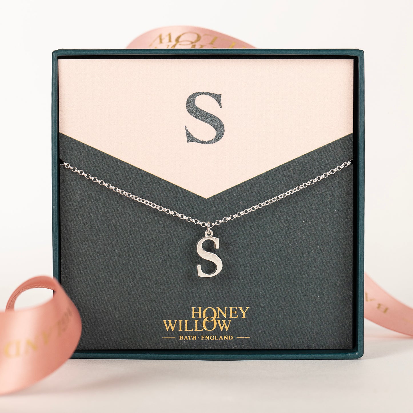 S Initial Charm Necklace - Silver