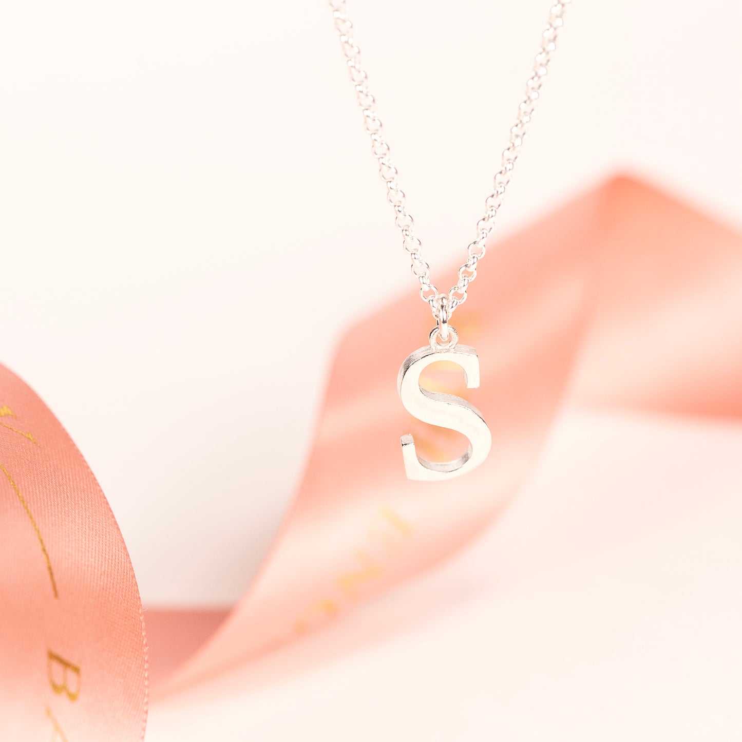 S Initial Charm Necklace - Silver
